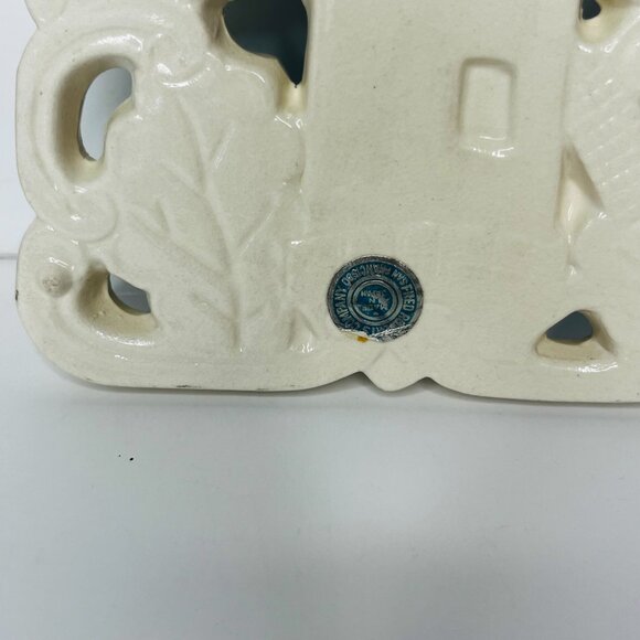 Fred Roberts Co. Porcelain Dutch Windmill Design Set 2 Ceramic White Blue Green - Picture 7 of 12